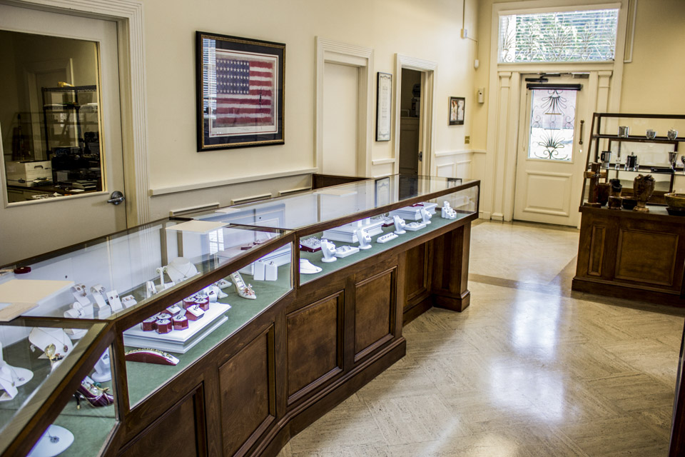 The Main Attraction:  The bridal counter contains a full line of engagment rings and wedding bands.  Primarily made with white gold, but we also carry yellow gold and platinum.